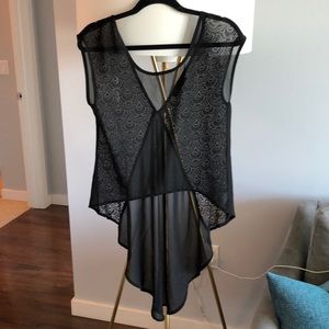 High low sheer black shirt